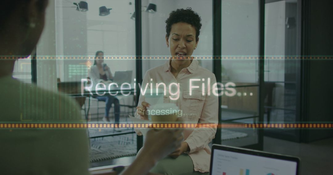 Business Team Working with Digital Data Interface in Modern Office
