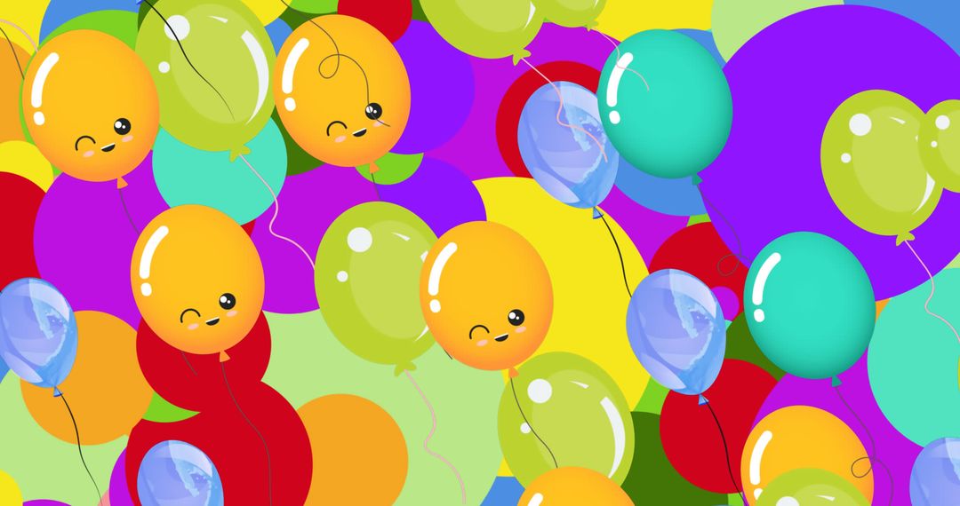 Colorful Cartoon Balloons and Spots on Bright Background