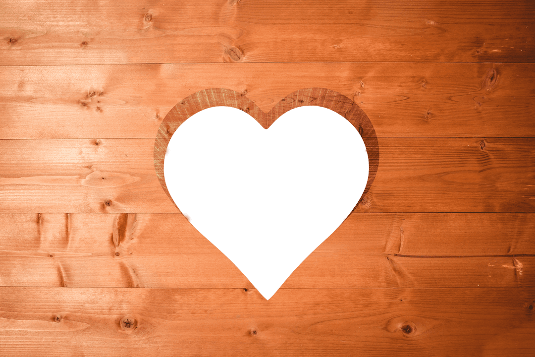 Transparent Heart Shape in Wooden Surface Vector Illustration