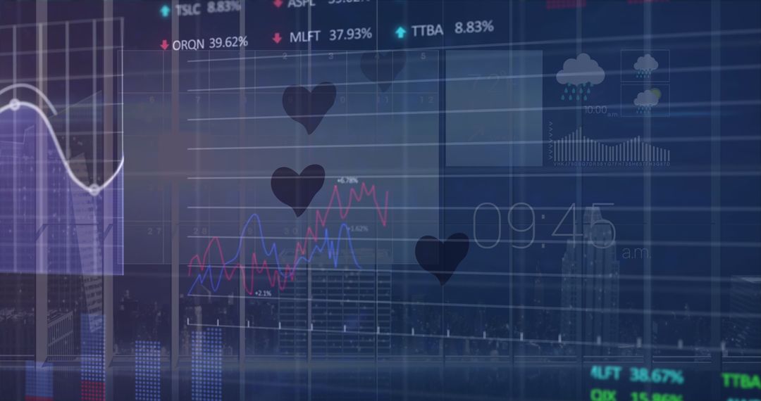 Finance and Technology Theme with Stock Market Data Overlay