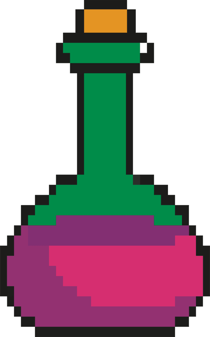 Transparent Pixel Potion Bottle with Vibrant Colors