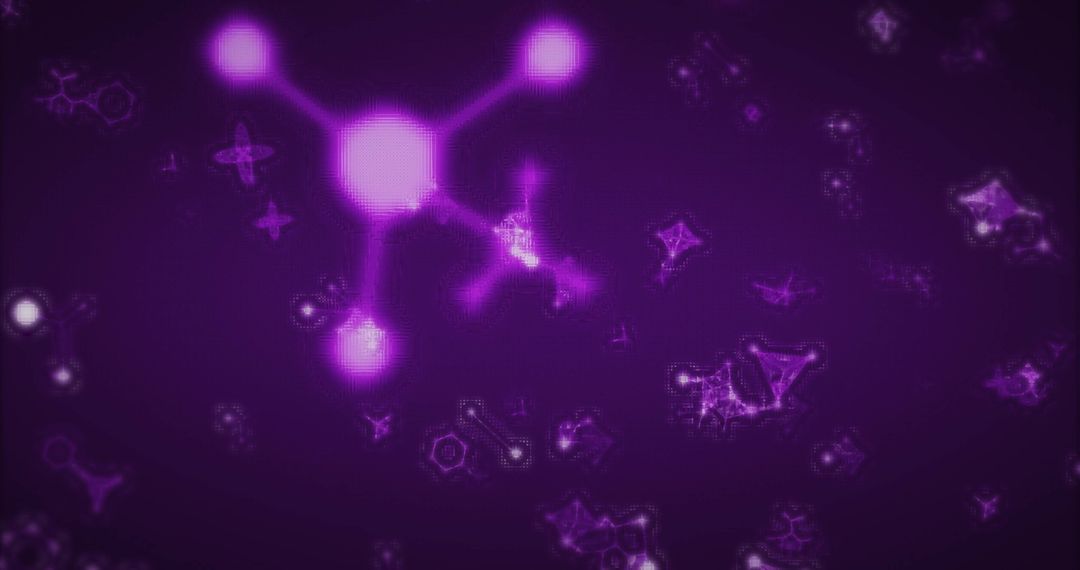 Glowing Molecular Structures on Purple Background