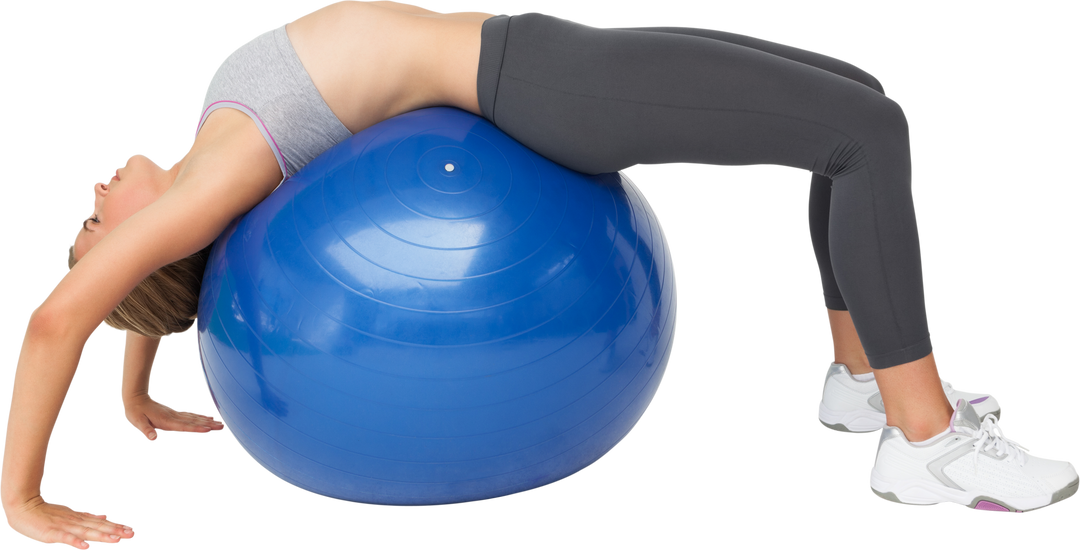 Athletic Woman Stretching on Blue Fitness Ball Transparent Background - Download Free Stock Images Pikwizard.com