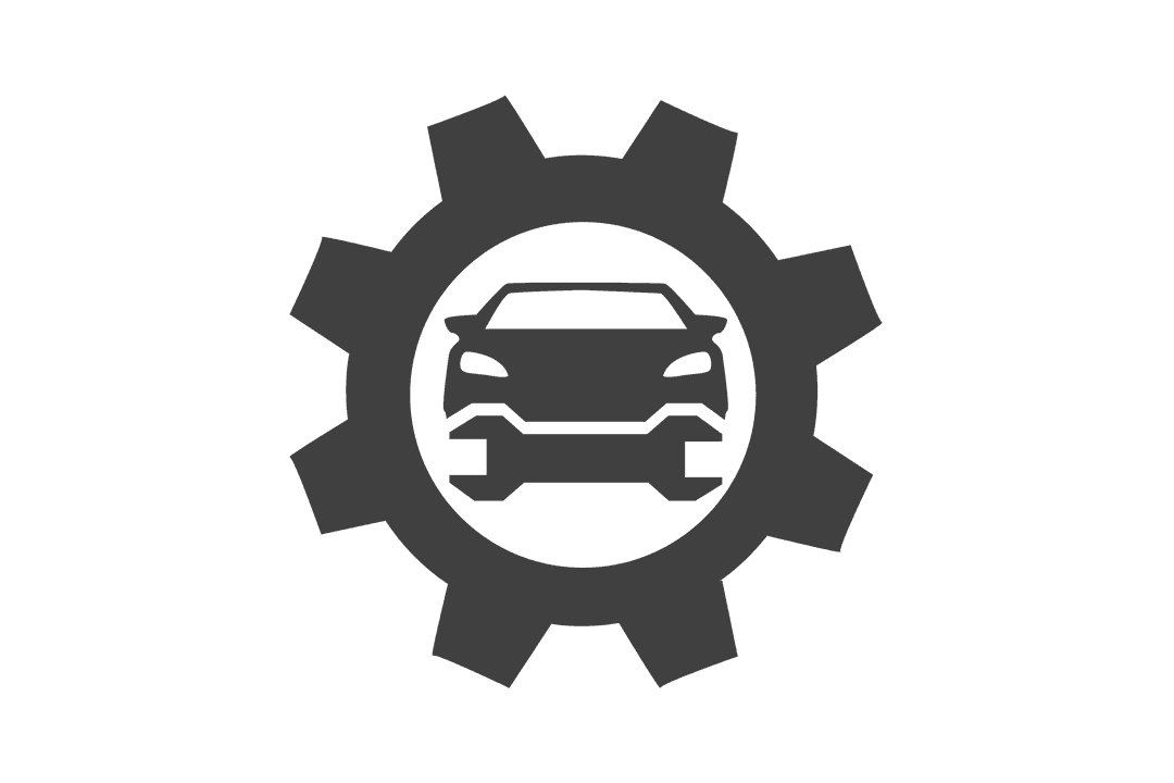 Transparent Cogwheel with Car and Spanner Vector Icon