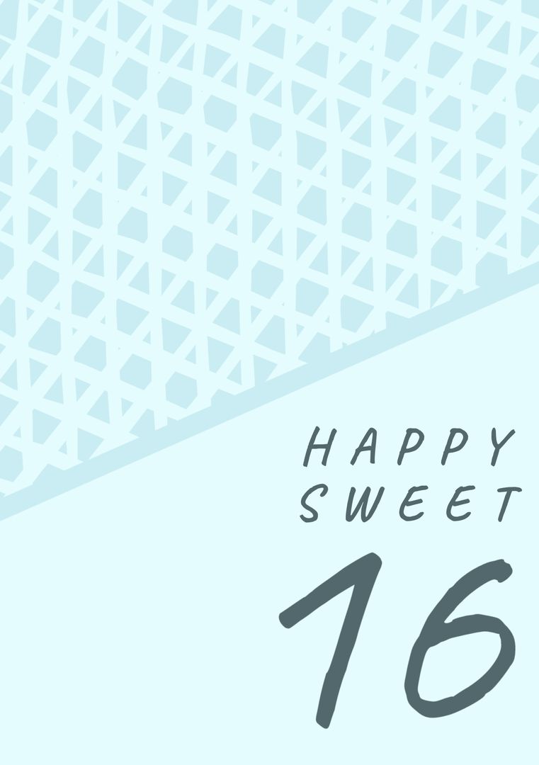 Happy Sweet 16 Greeting Card with Geometric Pattern and Cool Tones - Download Free Stock Templates Pikwizard.com