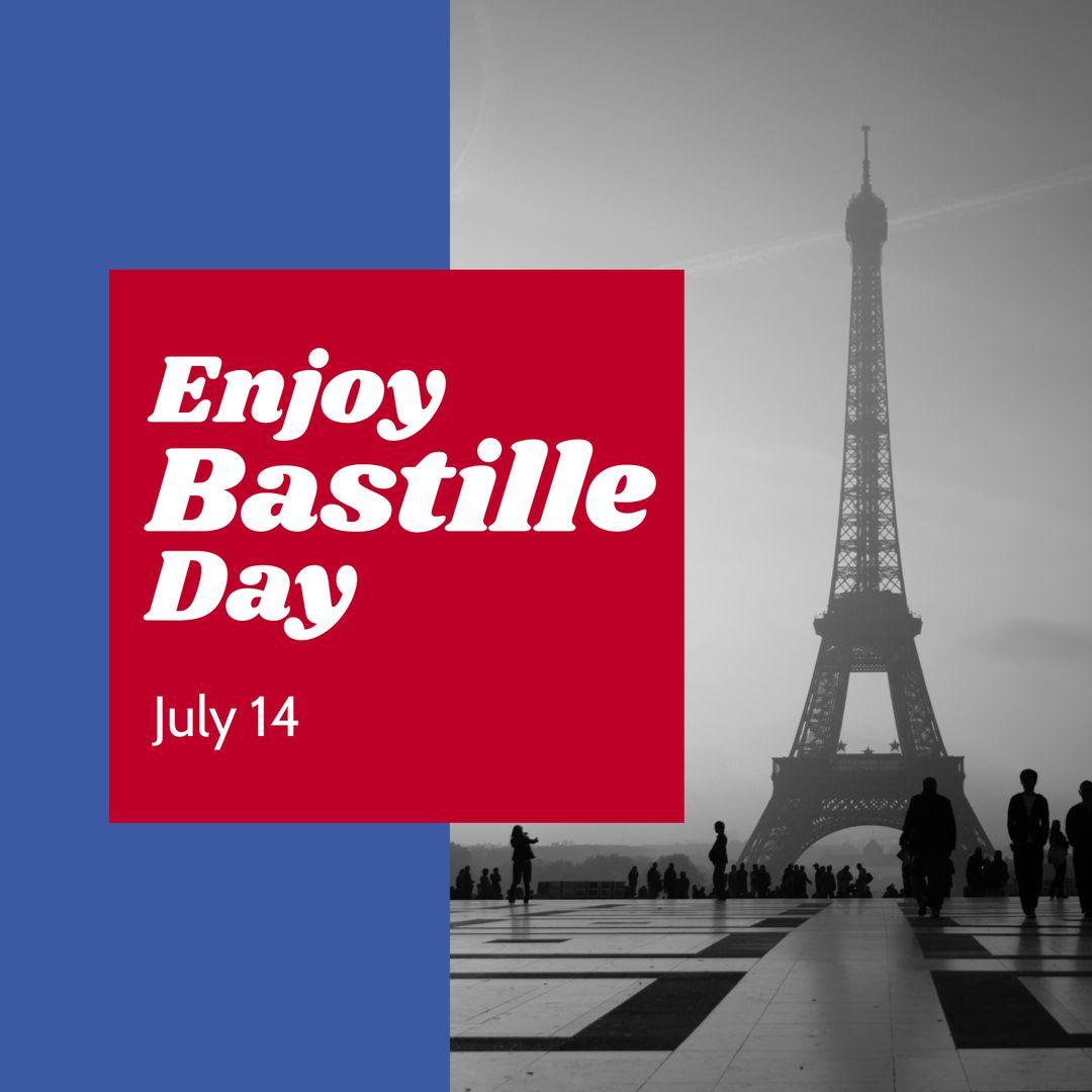 Bastille Day Celebration Card with Eiffel Tower Silhouette