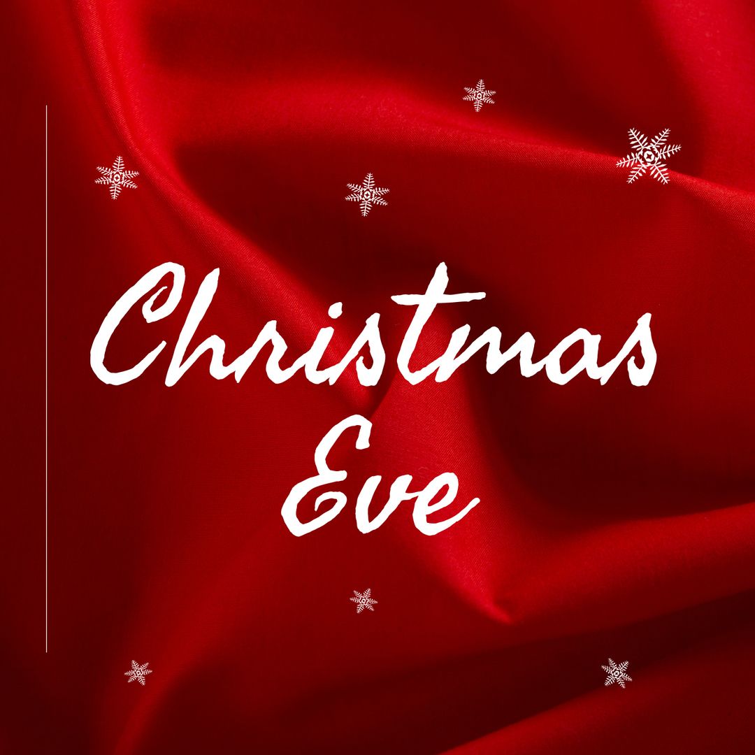 Festive Christmas Eve Text on Red Celebration Background