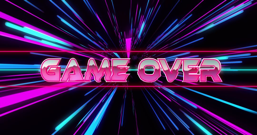Retro Neon Game Over Sign with Vivid Light Trails
