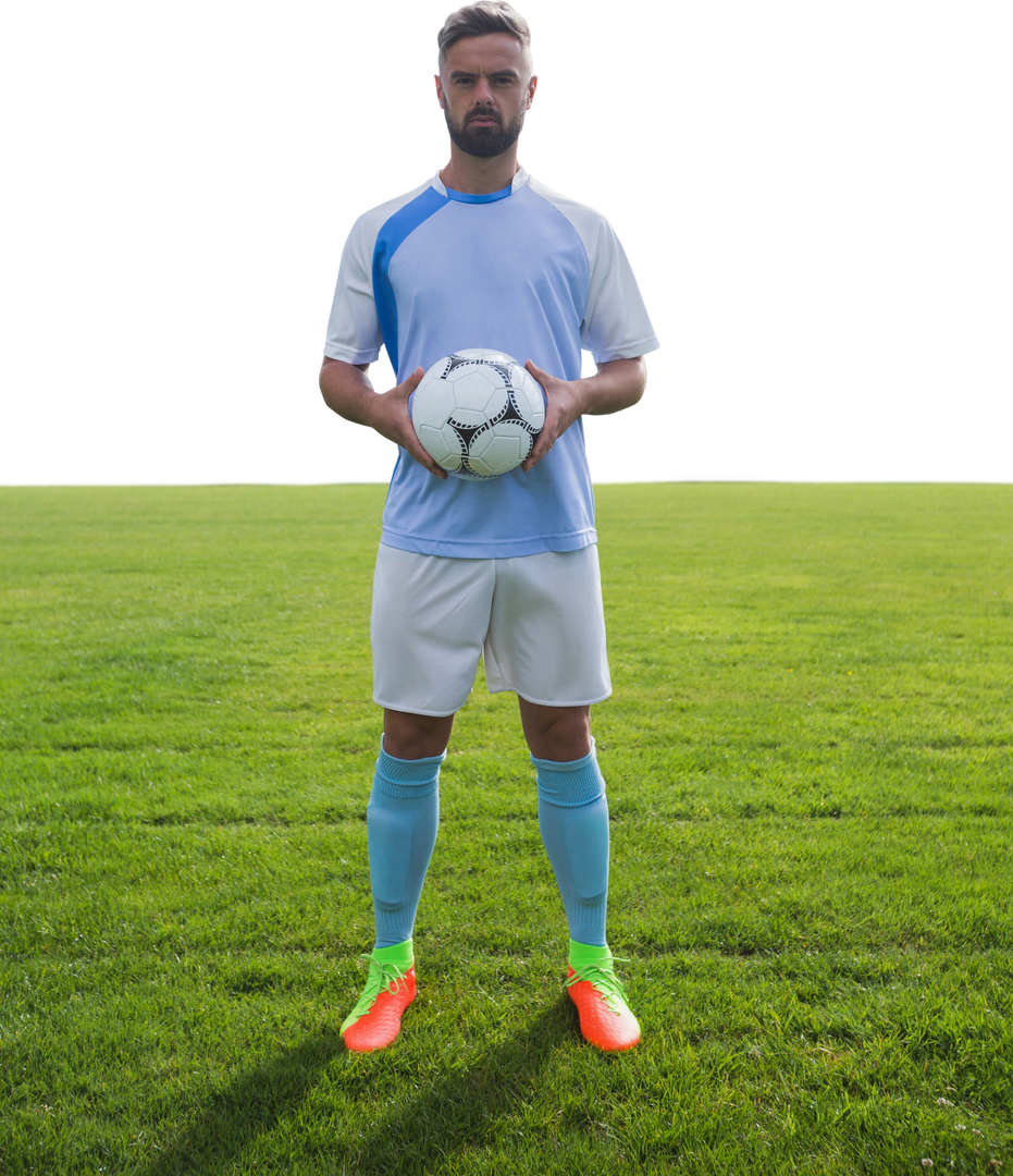 Transparent Background Soccer Player Holding Football on Field - Download Free Stock Images Pikwizard.com