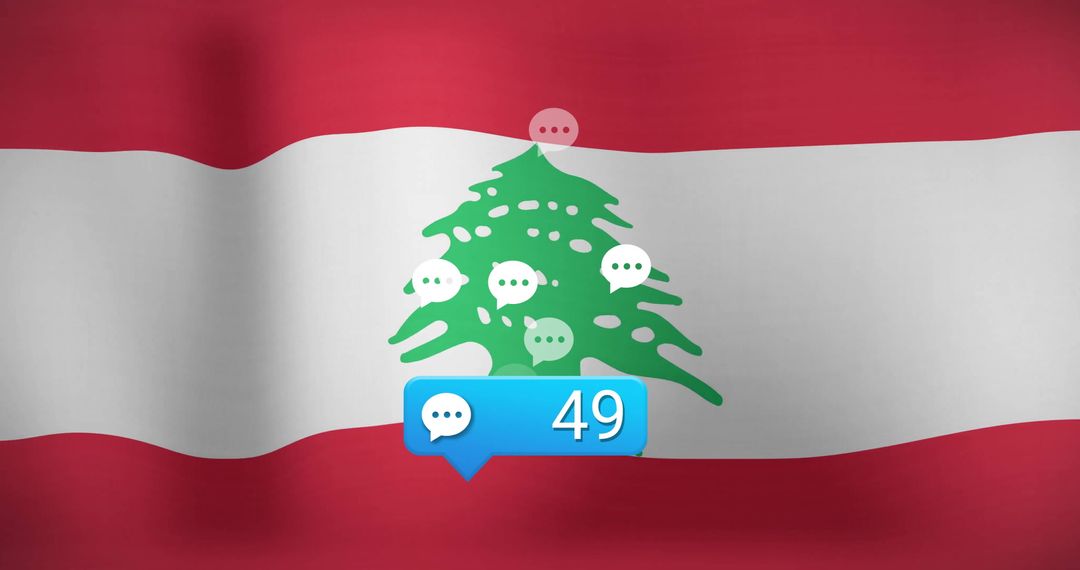 Lebanon Flag with Chat Bubbles and Notification Count