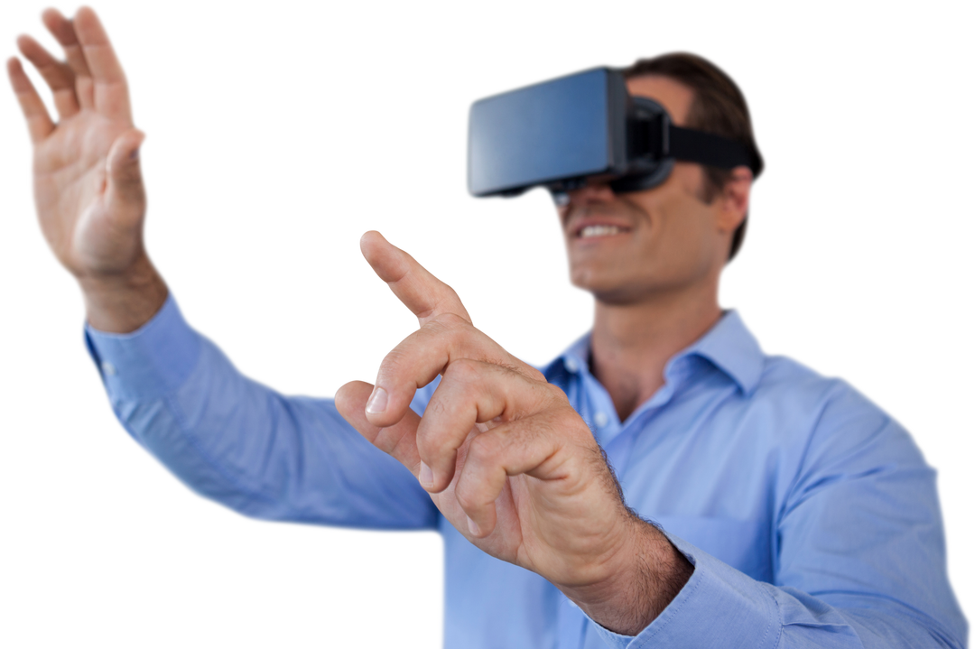 Businessman Uses Transparent Virtual Reality Gear - Download Free Stock Images Pikwizard.com