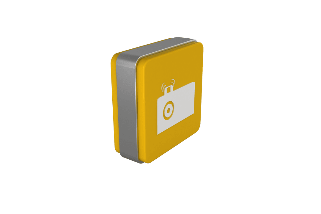 Transparent Digital Camera Icon on Yellow Button Vector