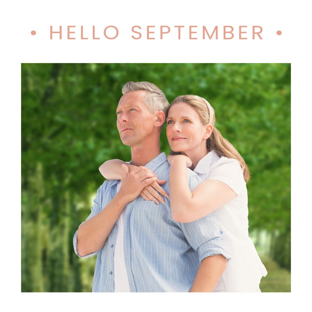 Romantic Mature Couple Embracing in Lush Garden
