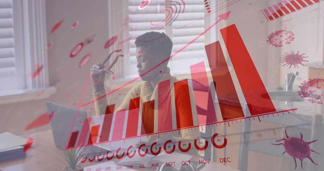 Businesswoman Analyzing Data with Virtual Graph Interface