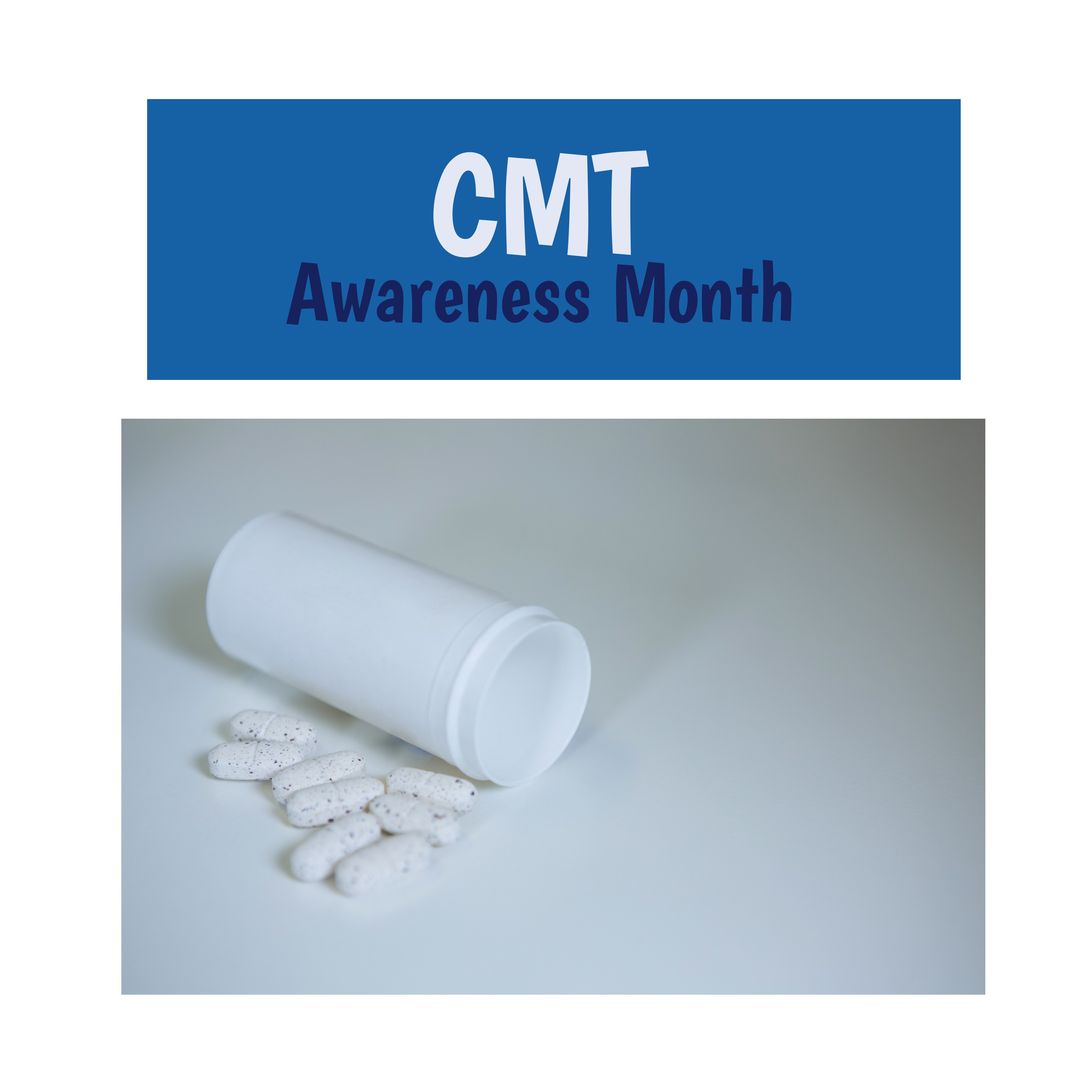Composition of cmt awareness month text with pills on white background - Download Free Stock Templates Pikwizard.com