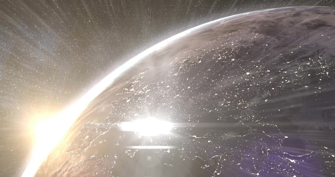 Sunrise Over Urban Lit Planet Illustrating Global Connectivity