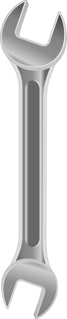 Metallic Open-End Wrench in Flat Design on Transparent Background