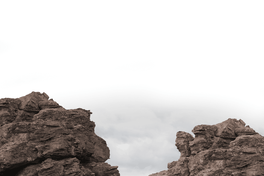 Digital Illustration Rocks and Fog on Transparent Background