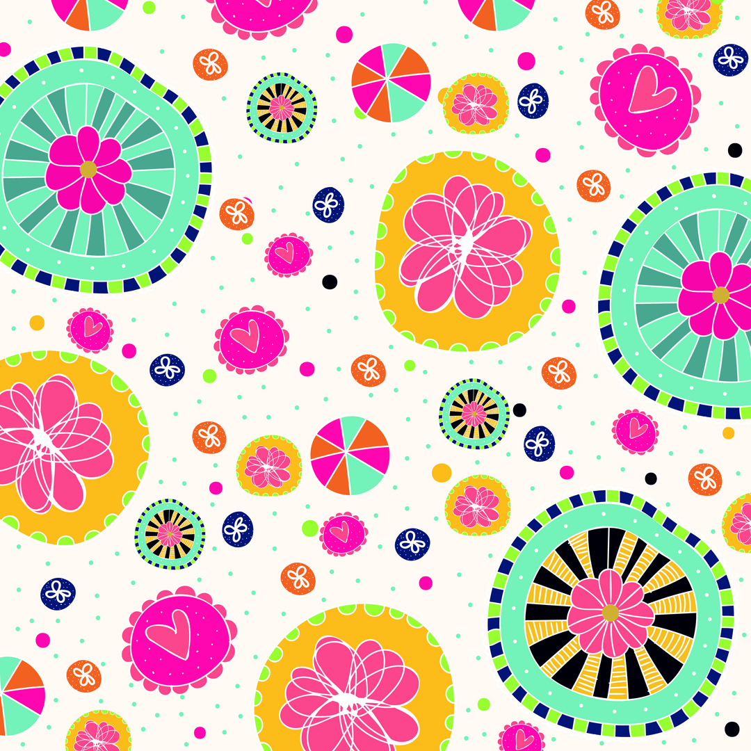 Vibrant Geometric Shapes Pattern on Transparent Background