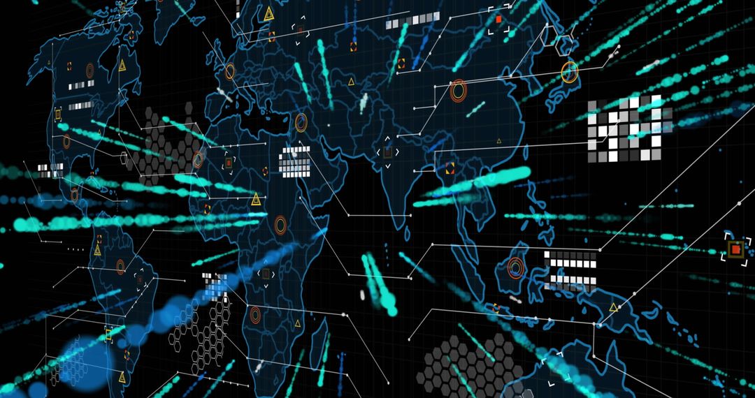 Futuristic Digital Interface Abstract Global Map Background