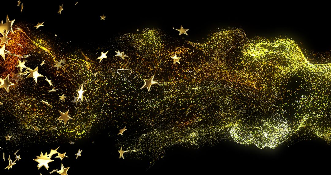 Golden Starry Flowing Abstract Background for Celebrations