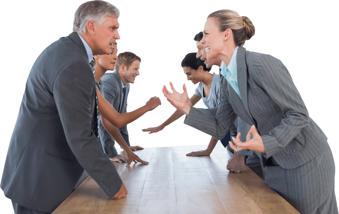 Business Partners Arguing During Meeting on Transparent Background