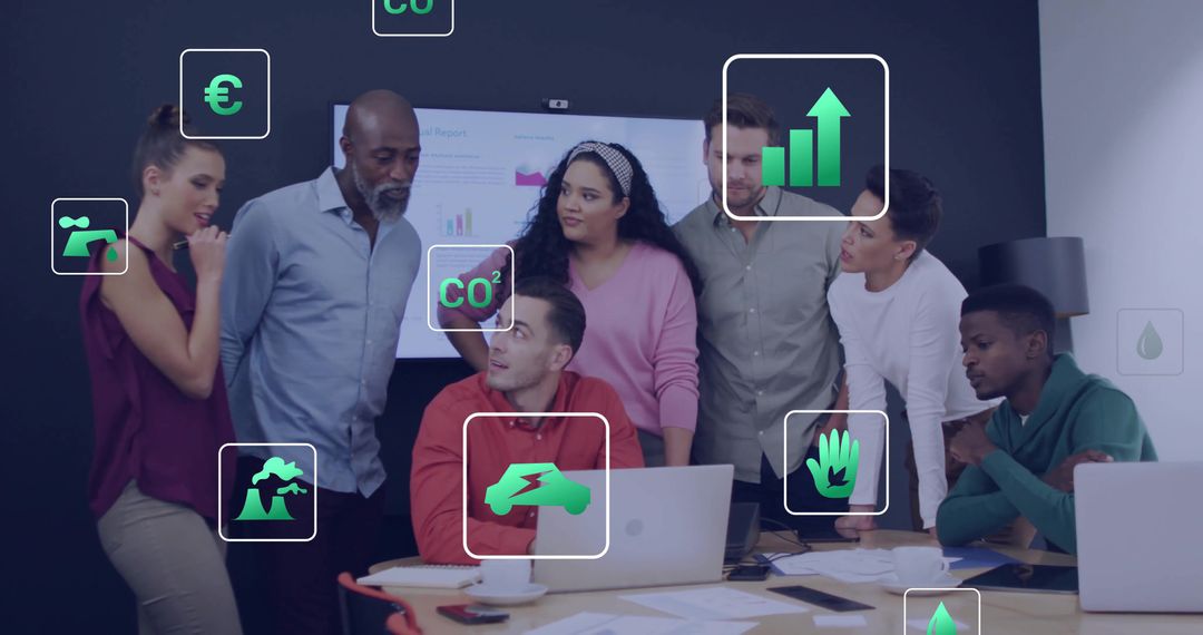 Diverse Team Collaborating on Sustainability Strategies