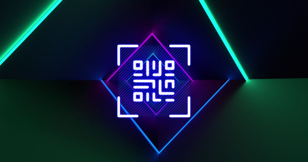 Dynamic Neon QR Code Illustrating Futuristic Digital Technology