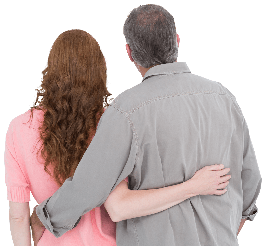 Transparent Rear View of Affectionate Couple Embracing