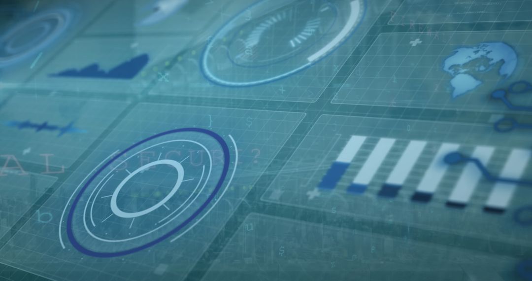 Futuristic Digital Analytics Interface with HUD Elements