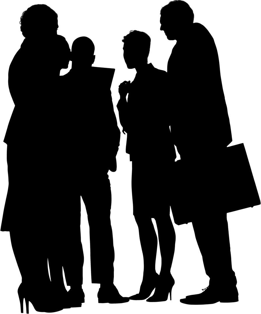 Transparent Silhouette of Business Team Engaged in Discussion