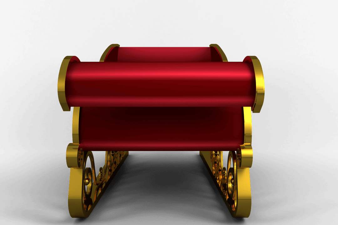 Red and Gold Santa Claus Sleigh on Transparent Background