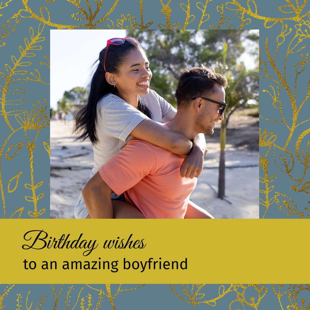 Joyful Couple Celebrating Together with Piggyback Ride