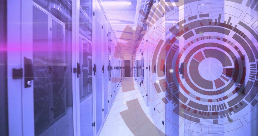 Futuristic Digital Data Network in a Server Room