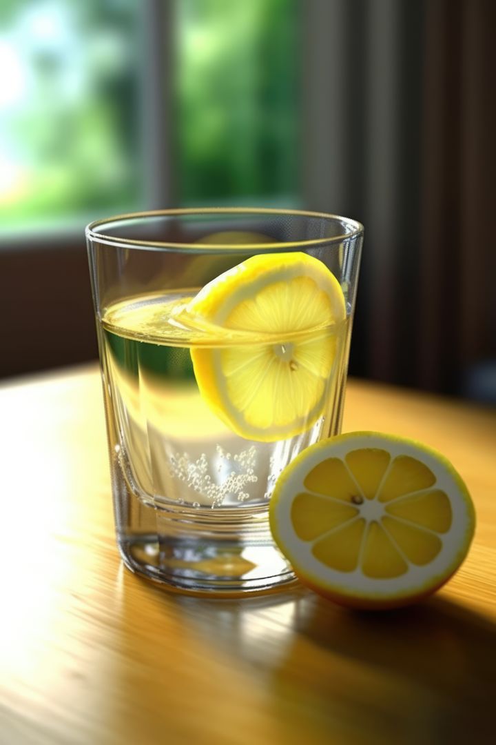 Close up of glass of lemon juice on blurred background, created using generative ai technology - Free Images, Stock Photos and Pictures on Pikwizard.com