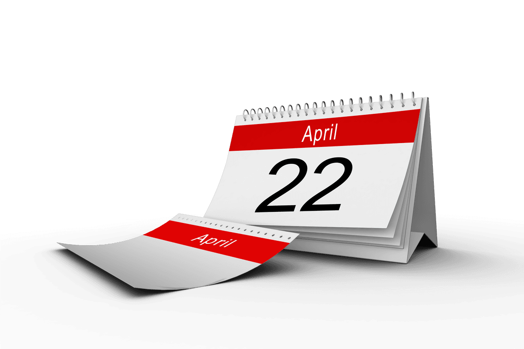 Transparent Calendar Pages Illustrating Date April 22