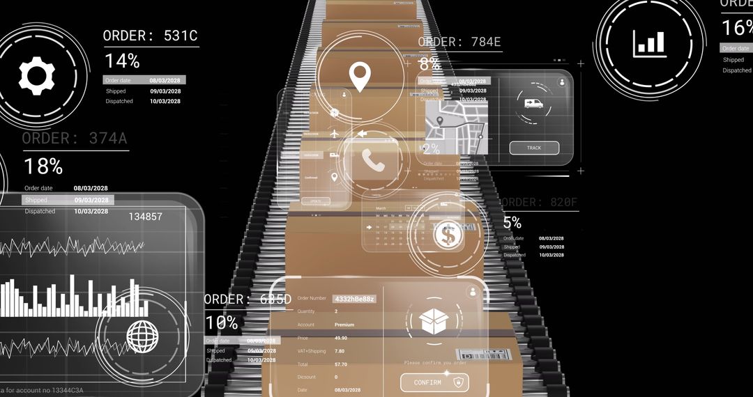 Futuristic Conveyor with Digital Data Overlay for Smart Logistics
