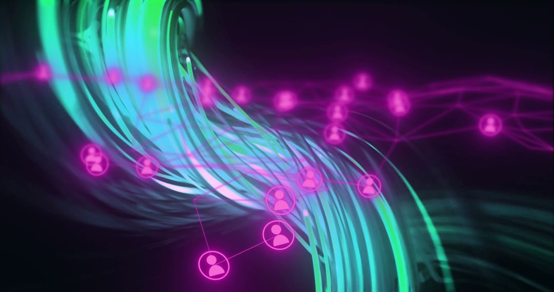 Futuristic Network Abstract Concept with User Avatars