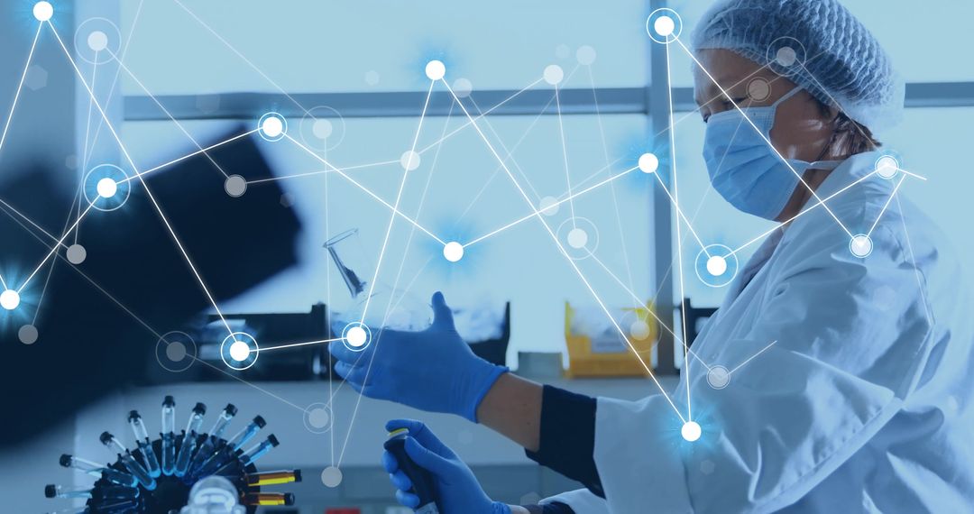 Female Scientist Analyzing Liquid in Advanced Laboratory