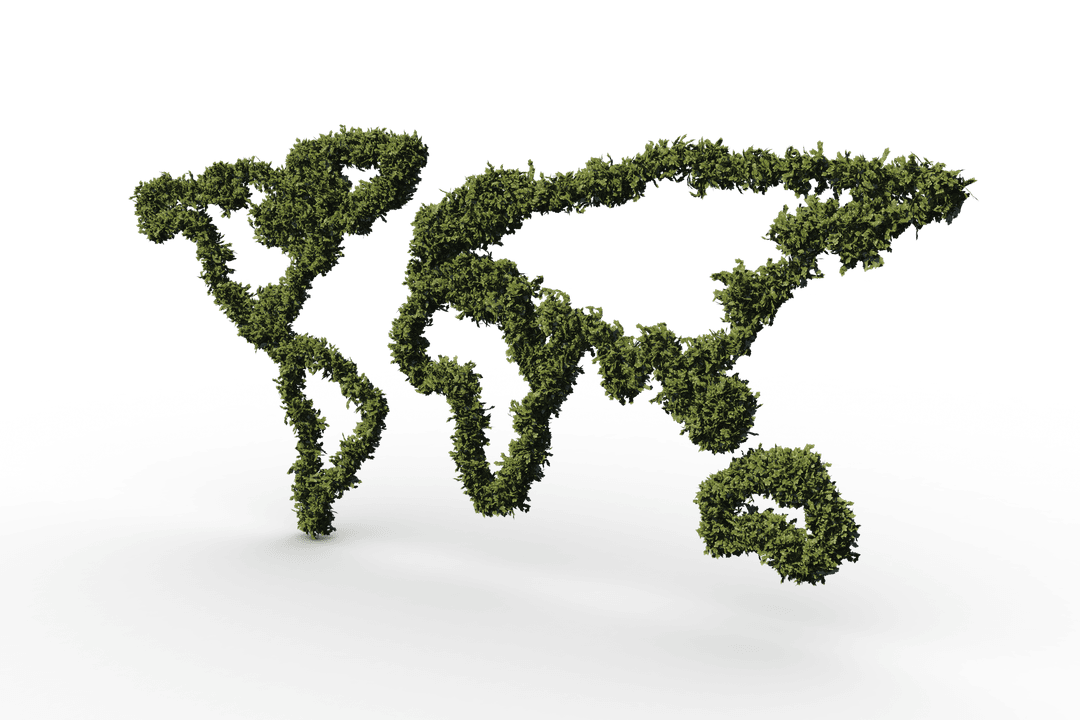 Leaf World Map Illustration on Transparent Background