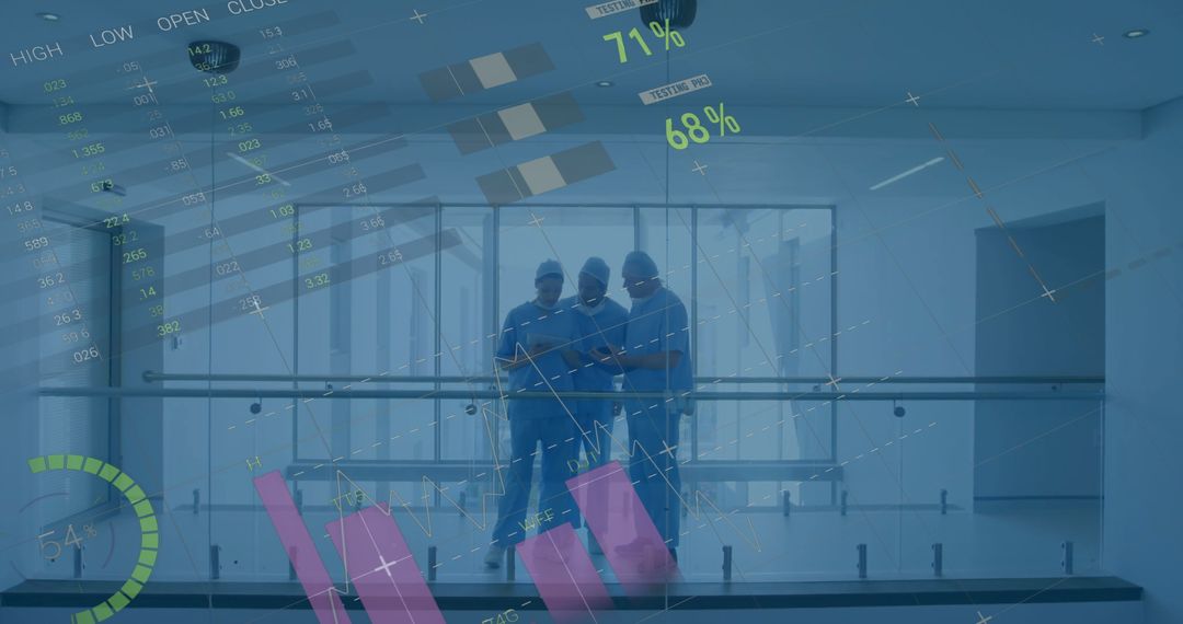 Diverse Medical Team Analyzing Digital Data in Modern Hospital