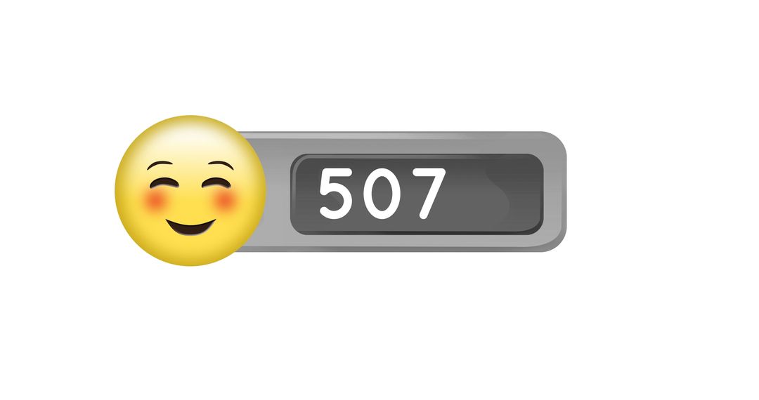 Increasing Number Counter with Smiling Emoji on White Background