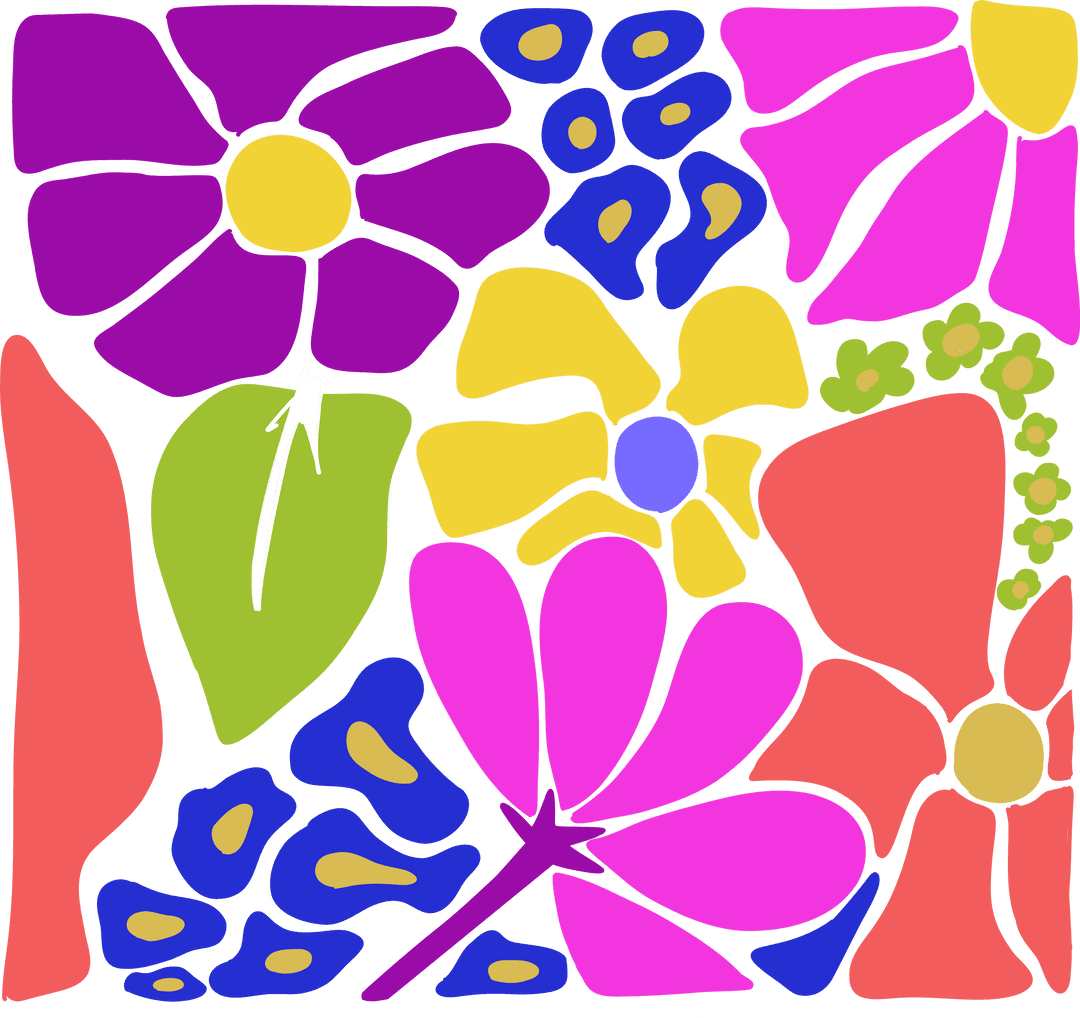 Vibrant Botanical Pattern with Transparent Background