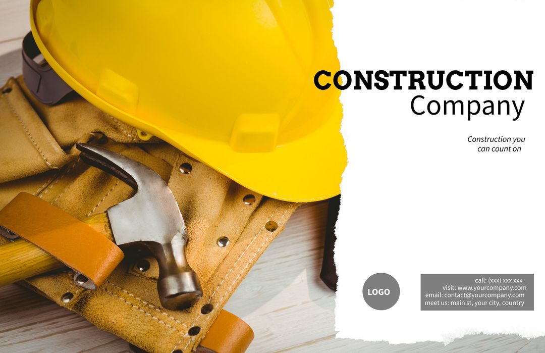 Construction Company Safety Materials Template with Hard Hat and Tool Belt - Download Free Stock Templates Pikwizard.com