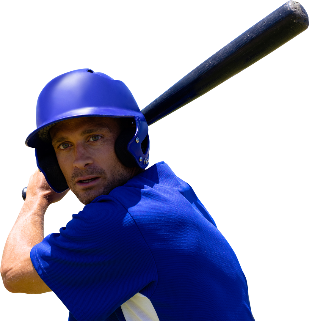 Caucasian Baseball Player Holding Bat on Transparent Background - Download Free Stock Images Pikwizard.com