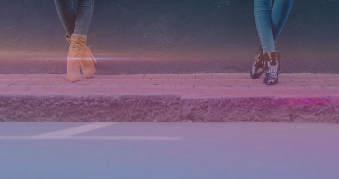 Casual Feet on Sidewalk with Relaxed Lighting