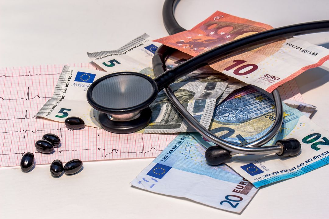 Stethoscope and Euro Notes Symbolizing Healthcare Expense