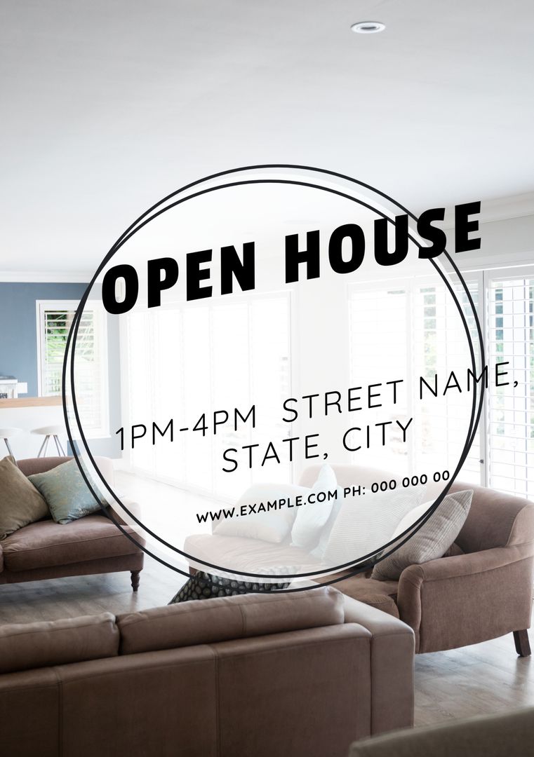 Modern Living Room in Bright Home for Open House Promotion