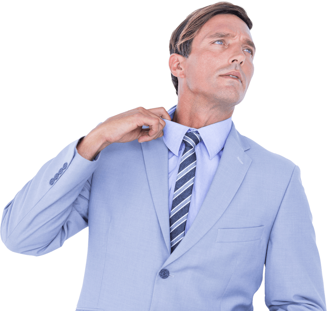 Businessman Loosening Collar, Transparent Background
