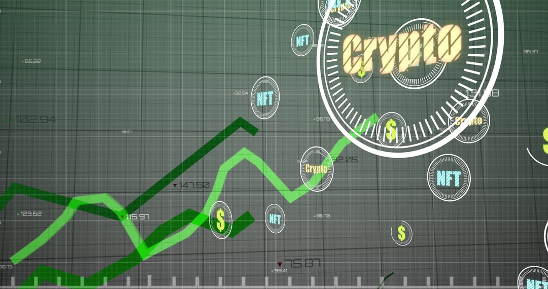 Digital Financial Growth with Crypto and NFT Symbols